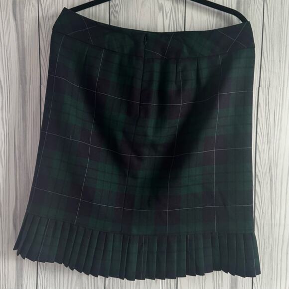 Pendelton Tartan Short Green Navy Women’s Ruffle Skirt Size 12 100% Wool - Picture 3 of 7